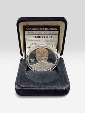 Larry Bird Highland Mint Upper Deck 1 oz SILVER Coin 0705/7500 and COA